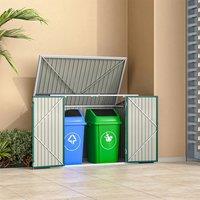 【Breeins】Storage Shed Outdoor Metal Trash Can Shed with Hydraulic Gas Rod Lockable Garden Tool Shed for Backyard, Lawn