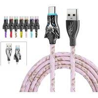 1pc QUARK WORLA Extra Long Seven-color Change Lights USB Type C Charging Cable 100W Fast Charging Cable Apply For Samsung Xiaomi