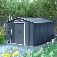 ?Breeins?Metal Garden Shed Storage Tool Sheds Outdoor 12x10 FT Black Waterproof Backyard Utility