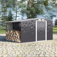 ?Breeins?4x8 FT Outdoor Storage Shed, Utility Metal Tool Storage with Lockable Doors and Updated