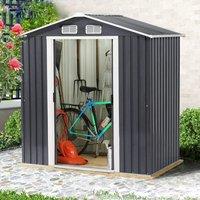 ?Breeins?8 X 8 FT Black Outdoor Storage Shed, Metal Large Shed Garden with Air Vent, 2 Slide Door