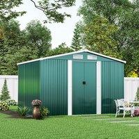 ?Breeins?6 X 8 FT Green Outdoor Storage Shed, Metal Large Shed Garden with Air Vent, 2 Slide Door