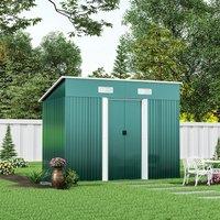 ?Breeins?4 X 8 FT Green Outdoor Storage Shed, Metal Large Shed Garden with Air Vent, 2 Slide Door