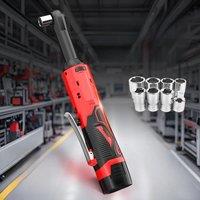 Extended 18V Electric Ratchet Cordless 90 Degree Right Angle Torque Lithium-Ion Wrench Auto Repair