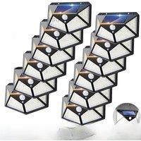 100 LED Solar Wall Lights Outdoor 4 Sides Luminous Motion Sensor IP65 Waterproof Sunlight Street Light for Decor Garden Garage