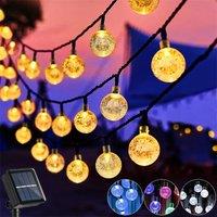 Updated Solar String Lights Outdoor Waterproof 60LED 8 Modes Crystal Globe Christmas Lights for