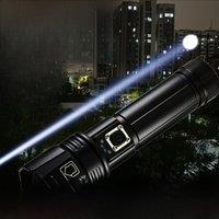 8800Meters Led Flashlight Rechargeable Torch TYPE-C Powerful Tactical Flash Light Zoomable Hunting