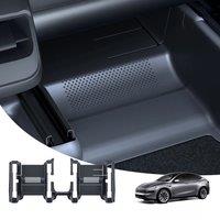 YZ For Tesla Model Y 2021-2025 TPE Under Seat Corner Guard Seat Slide Rails Protector Cover Anti-Kick Decor Flocking Accessories