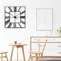 ?Lifeideas?Modern 3D Large Wall Clock Roman Numeral Retro Square Decor Silent Clock Nordic