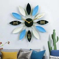 ?Lifeideas?Large Vintage Flower Wall Clock Home Art Decor, Blue
