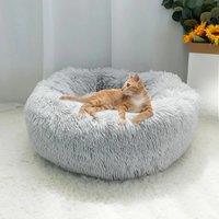 70CM Donut-Shaped Plush Pet Cuddler Bed Machine Washable Anti-Slip for Dog&Cat House Winter Warm