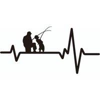Car Sticker Fishing Father Dad Son Fish Rod Reel Heartbeat Funny Automobiles Motorcycles Exterior Accssories Vinyl Decals