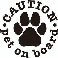 CAUTION PET ON BOARD Animals Dog Vinyl Car Sticker Decal Black Silver