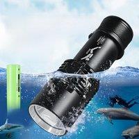 Diving flashlight charging strong light XHP70 focus long flashlight plastic waterproof submersible