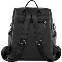 Livingandhome Black PU Leather Backpack Detachable Shoulder Strap and Adjustable Double Straps