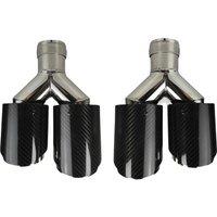 1 Pcs Universal Car Carbon Fiber Glossy Muffler Tip Polishing Y Shape Double Exit Exhaust Pipe Mufflers Nozzle Decoration