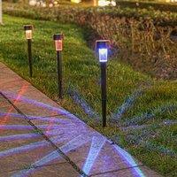 10Pack Solar Garden Pathway Lights Outdoor LED Lawn Lamp Ground Plug Bollard Lighting for Patio, Gardens, Pathways,Lawn,Yard
