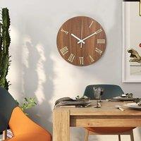 Livingandhome Modern Luminous Wood Silent Wall Clock
