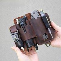Leather Multitool Sheath, EDCs Pocket Organizer Sheath Daily Use EDC Flashlight Key Pen Holster Multitool Pouch Gifts for Men