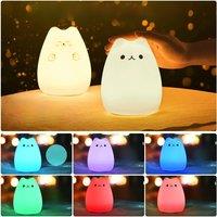 Touch Night Light Colorful Cat Silicone Animal Light Led Lights Cartoon Silicone Lamp Bedroom Decoration Lights Bedside Lighting