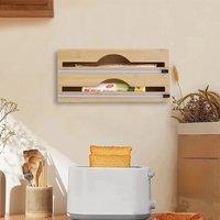?Lifeideas?Bamboo Kitchen Drawer Organizer Aluminum Foil Plastic Wrap Dispenser With Slide Cutter Ziplock Bag