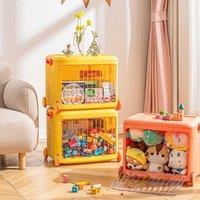 ?Lifeideas?Portable Trolley Organizer Box Large Front Open Plastic Kids Toys Storage Box with Wheels