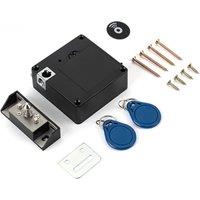 Smart Drawer Electronic RFID Door Lock Hidden DIY Wooden Cabinet Door Locks With Extra Power Cable 13.56MHz RFID Tag IC Card