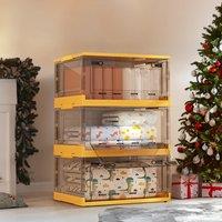 ?Lifeideas?3pc Foldable Transparent Storage Box Home Wardrobe Clothes Organizer Large Capacity