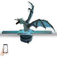 5.5 Inch 3D Hologram Fan Mobile App Control 14CM 3D Hologram Projector Advertising Display HD LED Holographic Light for Bar Club