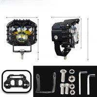 2-Pack 2.5inch Three-Eye 30W Spotlight 5400LM with JL A-Pillar Windshield Hinge Mounting Brackets Wiring Harness Kit