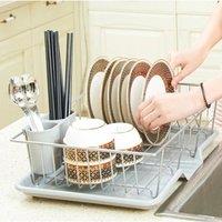 ?Lifeideas?Self Draining Dish Dryer with Drainboard Counter Dish Drainer Kitchen Drying Rack for