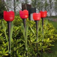 10PCS Outdoor LED Solar Lights Tulip Flower Lamp Landscape Lighting for Courtyard Lawn Waterproof Garden Stake Insert Solar Rose