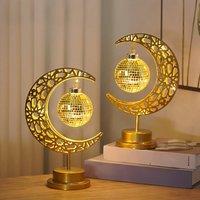 LED Decorative Light Battery Powered Moon Ball Table Lamp Festive Atmosphere Lighting for Ramadan Eid al Fitr Gifts Home Decor