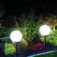 3Pack LED Solar Garden Round Ball Bulb Light Outdoor Waterproof Landscape Lighting Villa Lawn Lamp Ground Plug Light Garden Deco