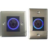 Infrared exit button With blue back lights Palm sensing 86X86mm NO touch panel NO/NC/COM output, electric box cassette