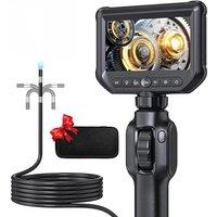 2MP Industrial Endoscope Camera 4.3-inch Two-Way Articulating Borescope 8.5mm with 8LEDS for Cars Aircraft Pipe Snake Tube