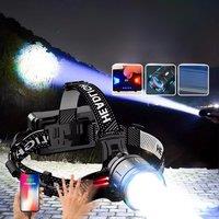 100W LED Sensor Headlamp Flashlight USB Rechargeable Type-c Head Torch High Power Long Range Zoom