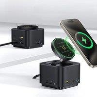 Baseus USB C HUB Magnetic Wireless Charger Qi2 15W for iPhone 16 15 Pro Max HDMI 4K 60Hz USB 3.1 SD