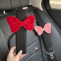 Cute Bow Car Seat Belt Shoulder Cover Car Safety Belt Cover Anti-stranglehold Car Interior Accessories Girl Gift