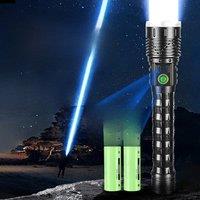 100000 Lumens Super High Power LED Flashlight Ultra Power Outdoor Rechargeable Hand Torch 5 Mode Type-C Charging Lighting 2000m