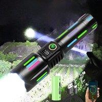 High Power LED Flashlight 3000 Meters Long Shot Rechargeable Torch Colorful Fluorescent Powerful