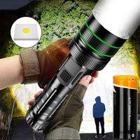 Super large long-range LED flashlight with variable zoom camping torch, high-power tactical lantern
