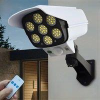Solar Security LED Flood Lights Outdoor Simulation Motion Sensor Wall Lamp Dusk to Down Solar Surveillance Cameras Lights