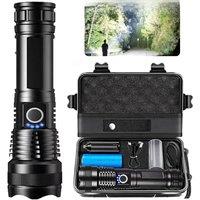 High Power Rechargeable LED Tactical Flashlight Aluminum Alloy Telescopic Zoom Torch Lamp for Outdoor Camping Fishing