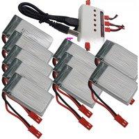 Charger+10pcs 3.7V 650mAh 25C Polymer Li Li Lithium Battery 802540 Lipo Cell For Syma X5c Cheerson CX-30W RC Quadcopter Drone