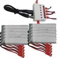 Charger+10pcs 3.7V 500mAh 25C Li Lithium Battery 721855 JST Connector For FLT H07 U815A U818A U819A LS 6036 RC Quadcopter Drone