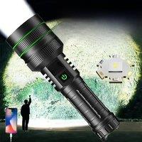 90000000LM Most Powerful LED Flashlight Rechargeable Type-c Flashlight Long Range 5000M Tactical