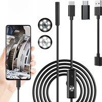 7.0mm Industrial Endoscope Camera 3 IN1 Type-C Mini Inspection Camera 6 LEDs Adjustable USB Android Flexible Snake Borescope