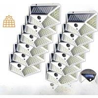 100 LED Solar Wall Lights Outdoor IP65 Waterproof 4 Sides Luminous Motion Sensor Sunlight Street Light for Garden Garden Decor