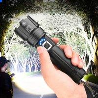 2025 XHP360LED USB Reachargeable Powerful Flashlight IPX45 High Power LED Flashlight Zoomable
